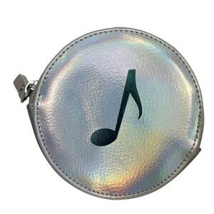 Holographic Round Coin Purse With Musical Note Design & Zipper Closure 8m